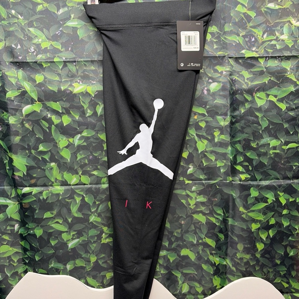 Jordan Black Athletic Leggings with White Jumpman new girls